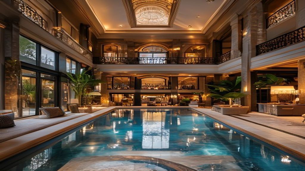 Luxury mansions featuring elegant indoor pools available for sale